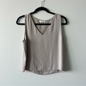 BABATON GREY CHIFFON V NECK TANK